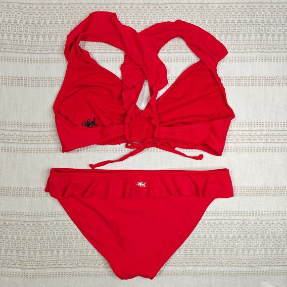 Heat Red Ruffle Bikini Set Size L NEW 2-Piece Swimsuit Swimwear - Picture 2 of 4
